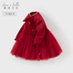 David Bella girls sweater dress baby national style mesh skirt winter children's red skirt