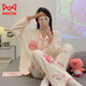 Cat Man (MiiOW) pure cotton pajamas for women in spring and autumn new long-sleeved trousers loose cardigan sweet cartoon cute home clothing set 9214 L [recommended 100-120Jin [Jin equals 0.5 kg]]