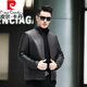 Pierre cardin mink coat men's short genuine leather jacket men's fur integrated leather jacket mink inner jacket Haining fur jacket black down inner jacket L (110-115Jin [Jin equals 0.5 kg])