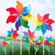 Hi (haizou) Traditional wooden pole colorful windmill outdoor decoration sunflower double-decker windmill children's toy street stall large windmill colorful windmill 18cm with 40cm wooden pole