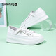 Spider King women's shoes genuine leather white shoes for women thick sole slimming and heightening squash cake shoes versatile casual travel shoes 12801T171 white 36 (230mm)