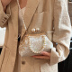 BULANNU New Chinese Bag Women's 2024 New versatile pearl chain crossbody bag Chinese style cheongsam Hanfu bag shell bag blue large size