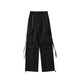 Poke American multi-pocket hiphop workwear pants for men in spring and autumn trendy brand loose large size functional assault straight casual pants K1212 black XL 125-145Jin Jin is equal to 0.5 kg