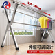 Stainless steel double-bar clothes rack floor-standing foldable retractable mobile indoor hanging clothes rack balcony cool quilt rack. All stainless steel thickened three-bar 2.0 meters + 2-piece set