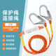 2-meter safety belt, five-point double hook, full-body protection for high-altitude operations, anti-fall safety belt, buffer belt, outdoor construction protection, O-buckle optional, 14mm diameter double rope - 2 meters + big hook + buffer bag