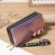 New women's long wallet double zipper mobile phone bag student laser wallet large capacity clutch soft coin wallet yellow