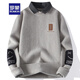 ROMON shirt collar sweater men's autumn and winter style plus velvet thickened fake two-piece sweater men's loose casual inner sweater R9901 m white plus velvet L about 110-125 Jin [Jin equals 0.5 kg] can be worn