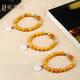 Ou Ceni beeswax bracelet, natural amber, old wax, southern red round beads, Hetian jade safety buckle pendant, single circle multi-treasure bracelet for men and women, ready to wear and ready to make