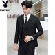 Playboy suit men Korean style slim body jacket best groom wedding business professional suit men two button black top + shirt + tie + trousers XL
