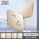 Delixi Switch Socket Panel CD821 -Serie Champagner Gold versteckte Sockel zwei und drei Stecker Wandnetzteil Rahmenfreies großes Board, eine offene, doppelte Steuerung fünf Löcher