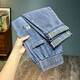 2025 spring and summer thin elastic waistless jeans men's lace-up simple loose large size casual elastic harem pants light blue 675 thin model 36 (recommended 165-185Jin [Jin equals 0.5 kg])