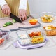 
Xinmeiya Microwave lunch box Student lunch box Cluster Bento box Glass fresh box Insulation bag with lunch box Office worker Smoked purple + tableware + insulation bag - 3 grid 1050ml