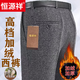 Hengyuanxiang Pantalones de lana de peluche Pantalones de hombres espesas de negocios Sencos sin planchar pantalones de peluche gruesos 728 tiras de gris mediano Tamaño 34