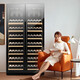 Vincase double-door wine cabinet, constant temperature wine cabinet, moisturizing, large capacity, air-cooled double-door refrigerator, built-in wine cabinet, home living room, commercial display cabinet, tea and liquor preservation cabinet, 1.9 meters, dual temperature zone (hanging cup + display), 120 bottles, thin section 550mm deep