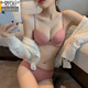 Modal Wireless Side Tightening Anti-Sagging Seamless Bra Set Small Breast Gathering Top Thickening Women's Underwear Women's Coral Red Set 75A 34B Through Cup