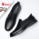 SPIDERKING Spider King Leather Shoes Men's Autumn Cow Leather British Business Casual Slip-On Soft Sole Dad Shoes Black 42