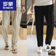 ROMON Summer Chinese style linen pants men's thin loose casual pants Harem pants nine-point pants cotton linen bloom pants men's off-white 3XL