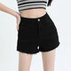 BLLDR trendy brand retro high-waist stretch denim shorts for women 2024 summer new design niche hot girl a-line pants off-white L