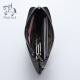 Cobia Paul genuine leather coupon wallet for men and women mini cowhide short zipper key bag simple small wallet coins small coupon bag black [quality gift box] 3 card slots