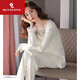 Pedal de seda [selección de marca] Pajamas sexy para mujeres en primavera y otoño modal de algodón modal de algodón suelto de gran tamaño de mediana edad X9201 verde gris L recomendado 100-120Jin [Jin equivale a 0,5 kg]