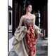 XiUhe Familie [Orientaler einfacher außergewöhnlicher Stil] Toastwear Cheongsam 2025 Neues chinesisches Stil trägerloses Hochzeitskleid Phoenix Crown Robe N-869 Luxus (Cheongsam) s