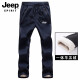Pantalones de reenvío de espíritu Jeep Gran tamaño de los hombres más lana en espesor de otoño e invierno Pantalones casuales de piel de cordero al aire libre Pantalones de vellón de montañismo para hombres 9928 Negro 2xl