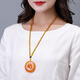 Fat Donglai's same beeswax pendant for old men and women, chicken fat yellow amber long necklace, second generation ethnic style pendant, blood amber water drop bead chain