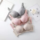 Jinsala Thickened 5cm Underwear Women's Small Breast Gathering Anti-sagging Top Palm Cup Wireless Sexy Lace Bra Bean Paste Color 32/70AB Full Cup (Thickened)