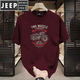 JEEP SPIRIT潮牌棉短袖t恤男夏季2024复古摩托机车印花正肩圆领短袖男T恤 683白色 XL (建议135-150斤)