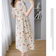 Ayanting Eagle enceinte robe de femmes Nouveau col carré d'été Loose Square à manches florales à floraison moyenne sur-genoue enceinte longue jupe à floral 701 [simple-pièce sans piluage] xl [120-140jin [Jin est égal à 0,5 kg]]]