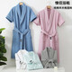 bebedog pure cotton waffle bathrobe medium-length yukata for women in spring, summer and autumn short-sleeved men's pajamas lapel couples home clothes white (for both men and women) L [170-180CM, 130-180Jin[Jin equals 0.5 kg]]