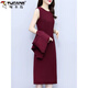 Woodpecker (TUCANO) high-end long-sleeved dress fashion set Qiuxi Mom M mother-in-law two-piece skirt wine red minimal color difference 2XL 122-132Jin Jin equals 0.5 kg