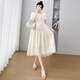 Nanding Yagre maternity dress summer new embroidered maternity dress original pure cotton hot mom skirt medium length maternity dress apricot color XL 125-140Jin [Jin equals 0.5 kg]
