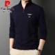 Pier Cardin [Light Luxury High-End] Halbzipper-Standkragen Langarm T-Shirt für Herren Frühling und Herbst reines Baumwollgeschäft Casual Sweatshirt Strick 6625 Top Blue plus Vlece verdickt 165