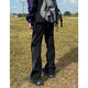 
QGF mountaineering charge pants for women in spring and autumn floor straight loose wide-leg pants sports casual and fashionable micro-flare work pants QT701-K8021 black M