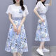 
YOEKBIRD French sweet chiffon dress for women in summer 2025 new temperament waist-hugging floral skirt two-piece set 9767# pink original spot set S