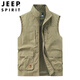 JEEP SPIRIT vest men's new 2022 spring and autumn thin large size multi-pocket vest outdoor work vest quick-drying vest for men 677 Khaki M