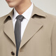 YOUNGOR trench coat men's double lapel long single windbreaker twister blend durable, not easy to wrinkle and easy to care new product Khaki L 175/96A
