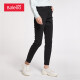Baleno jeans women's solid color slim fit jeans 1DK black blue denim L