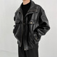 Jeep Spirit authentique veste haut de gamme Jeep pour hommes Retro Motorcycle American Cuir en cuir court-cavlet haut de gamme Pilot pour hommes 011 Veste noire XL adaptée à 145-160jin [Jin est égal à 0,5 kg]
