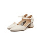Red Dragonfly Women's Shoes New Pointed Hollow One-Shift Buckle Commuter Single Shoes WFB12040 Bei White 34