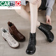 
Katile crocodile head layer cowhide mesh Martin boots summer thin women's short boots spring and autumn single boots thick sole women's shoes genuine leather hollow sandals beige (heel height 5.5 cm) 35