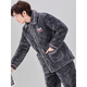 Modal Winter Herren-Pyjamas Koralle Samt Baumwolle Dreischicht verdickte Flanell warme Heimkleidung Herbst und Winterstil Set C9901# Schwarze graue Männer [Milchvolum