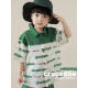 Yoyou Boys 2024 Nuevo camiseta de manga corta camisa contrastante pantalones cortos sueltos chaleco sin mangas serie de cocodrilo set beige green corrugado chaleco n4867 120