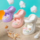 Children's Sandals Girls 2024 Summer New Style Mary Jane Princess Anti-Slip Soft Sole Parent-Child Girls Hole Slippers Cream White (Flower) 26-27 Inner Length 17.5cm