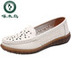 Pecker Chaussures haut de gamme pour femmes 2024 Sandales vides à semelle douce en cuir authentique pour semelles de bœuf d'âge moyen et âgés semelles non glissantes de chaussures de mère respirant style 826 beige creux 36