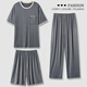Pijamas modales de corazón de corazón Summer pantalones cortos de manga corta para hombres Juego de tres piezas para ropa casera de papá de gran tamaño de mediana edad y ancianos 1694-3# (pantalones cortos de manga corta + pantalones) XL 130-150Jin para hombres [Jin equivale a 0.5 kg]