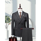 DVHNMK luxury brand men's suit suit men's formal business casual wedding dress double-breasted striped suit dark gray (suit + trousers) ready for delivery M (recommended 95-110 Jin Jin equals 0.5 kg) ready for delivery