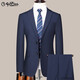 Goldlion men's two-button suit two-piece suit spring and autumn middle-aged business formal suit professional wedding dress gray 170 recommended weight 100-115