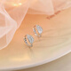Platinum Earrings PT950 Moissanite Earrings Women's Ear Piercing Platinum Earrings Platinum Leaf Earrings